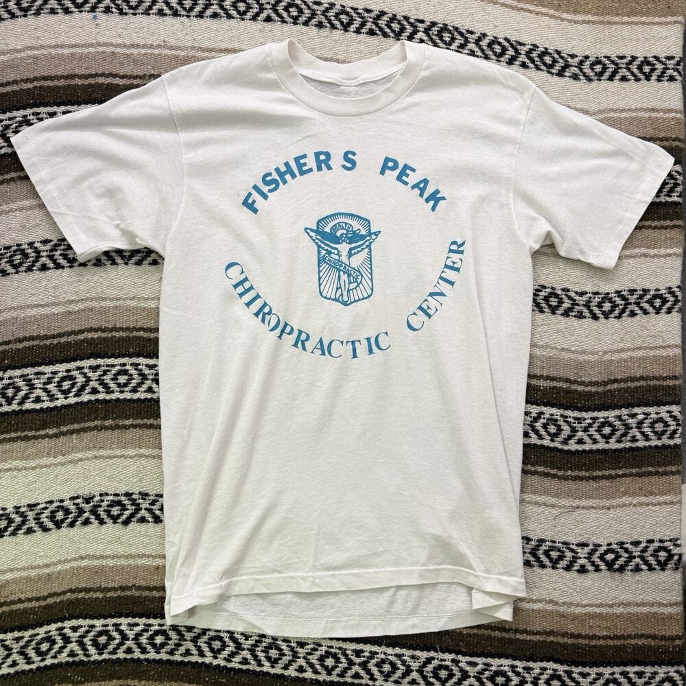 Men's Vintage 80's Fishers Peak State Park Chiropractic White T Shirt Tee Sz L